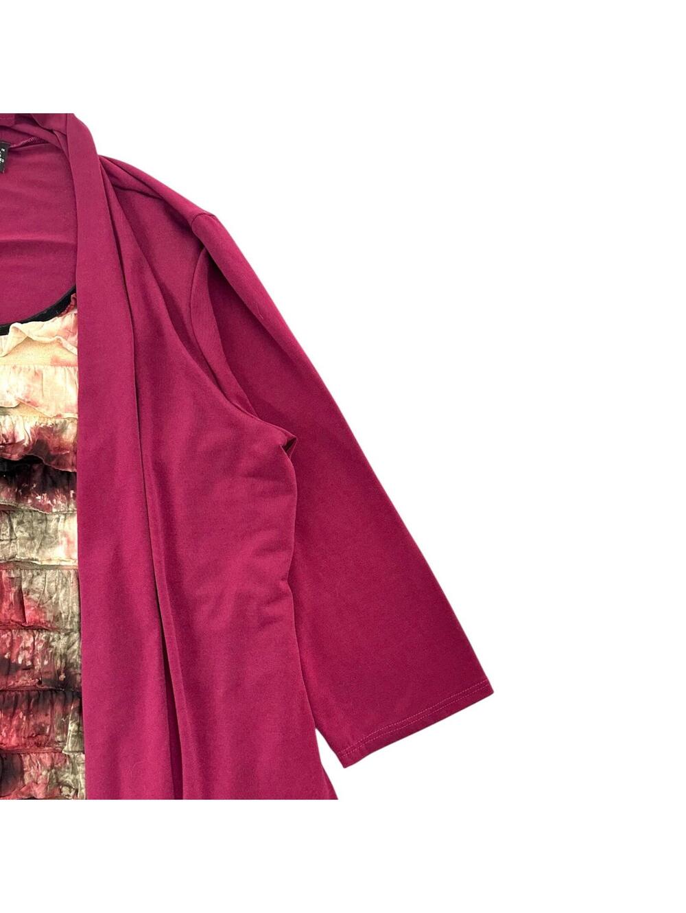 Notations Magenta Cardigan & Ruffled Abstract Layered Set - Picture 4 of 7